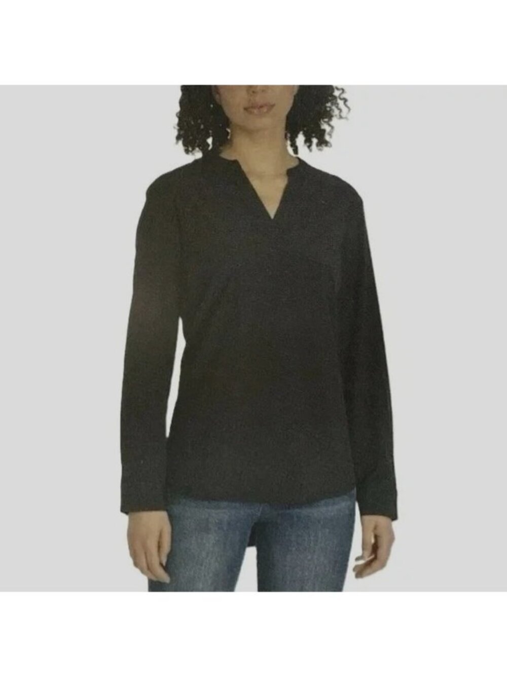 NWT Rev Women's XXL Black Long Sleeve V-Neck Tunic Pullover Polyester Top